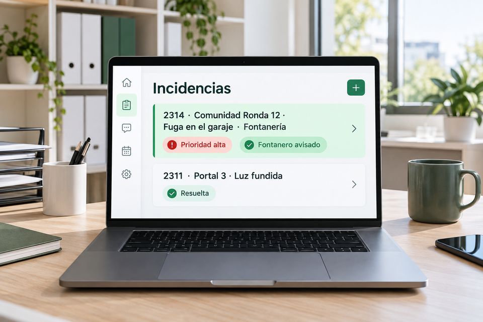 Portátil de un administrador de fincas con una avería que llegó clasificada por WhatsApp